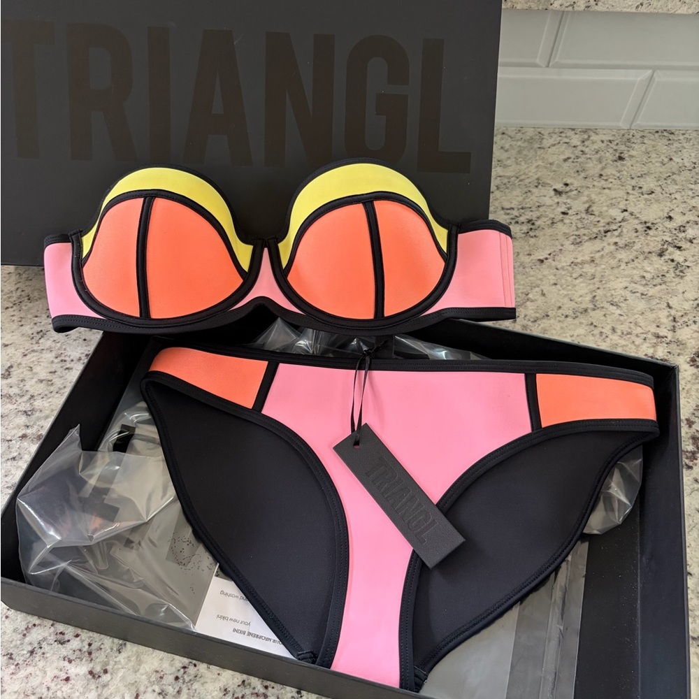 Triangl Swimwear Women's Bikini - Orange, Yellow, and Pink - Picture 2 of 4